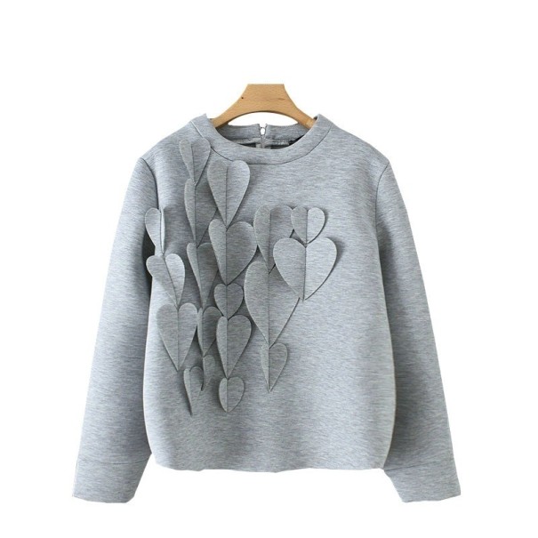 Grijze damessweater met hartjes XS