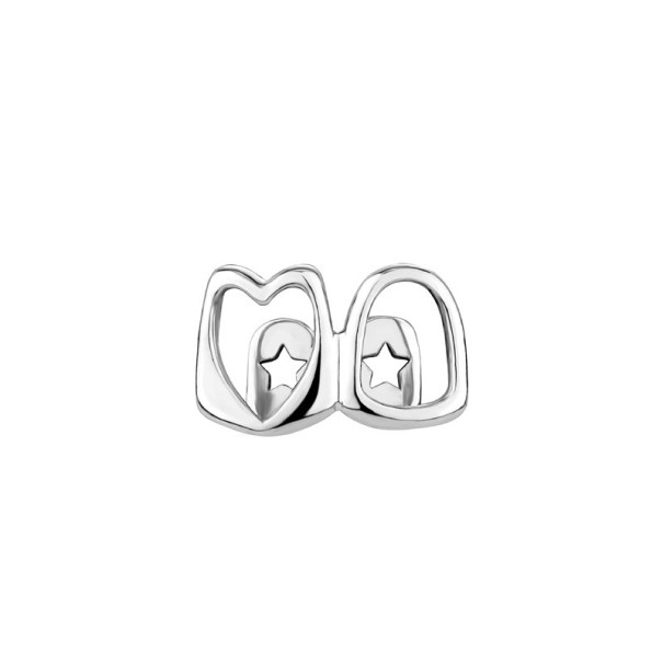Grillz dentar în formă de inimă goală, 18x11mm, bijuterii hip-hop pentru femei, accesoriu dentar din metal auriu, pentru purtare zilnică și ședințe foto argint