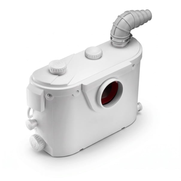 Grinder Pump for WC 500 W Lift 8 m and Flow Rate 110 l/min 4 Inlets FLO500-BE White For Toilet and Shower For Cellar and Laundry 1