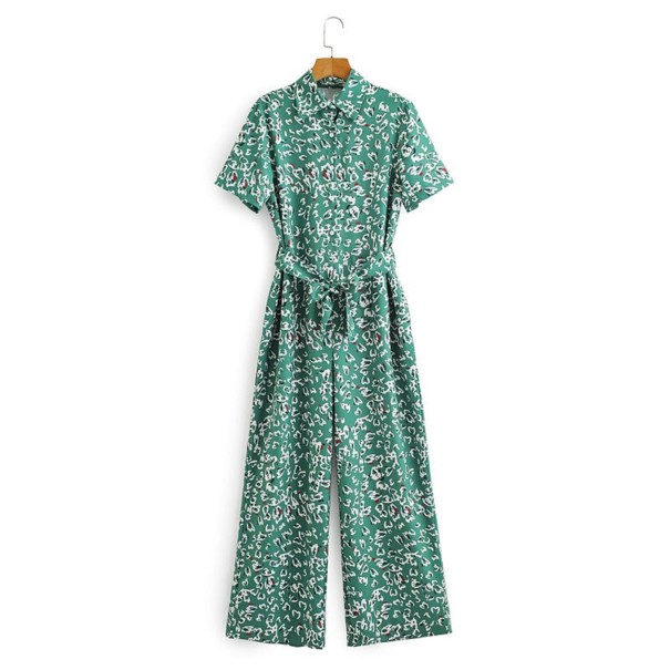 Grøn dameskjortejumpsuit L