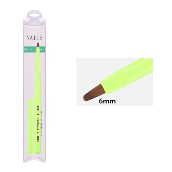 Grøn kosmetisk pensel NailBrush 2023 6 mm til negle til fine og minimalistiske mønstre 1