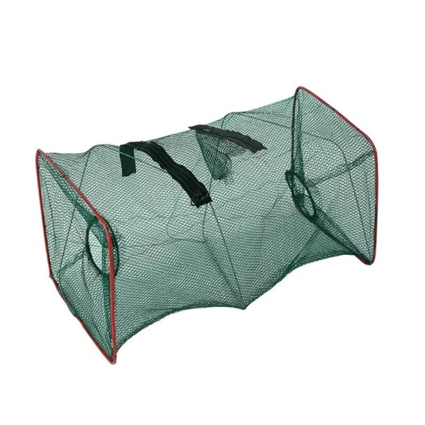 Grønt foldbart netfiskebur 45 x 22 cm krebs-, krabbe- og rejefælde med agnnet til hav- og ferskvandsfiskeri 1