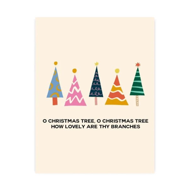 Groot wandposter kerstbomen kleurrijk motief 40 x 60 cm print op canvas meerkleurige zachte poster interieurdecoratie zonder lijst 1
