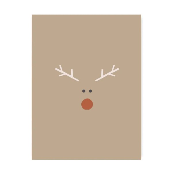 Grootformaat wandposter met rendiermotief 40 x 60 cm afdruk op canvas beige zachte poster minimalistische decoratie zonder lijst 1