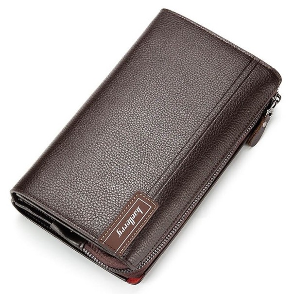 Große Lederbrieftasche für Herren M419 dunkelbraun