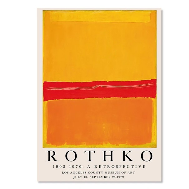 Großformatiges Poster 50 x 70 cm Orange-Rote Abstraktion im Stil von Mark Rothko Inspiriert von Dämmerung Druck auf Leinwand Ohne Rahmen 1