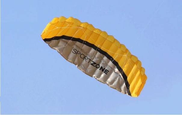 Grote vlieger in de vorm van een parachute J2755 geel