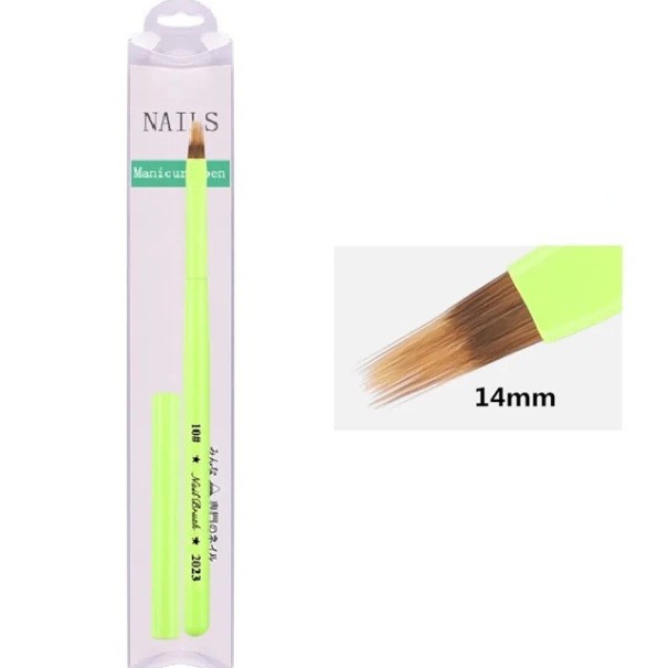 Grüner kosmetischer Pinsel NailBrush 2023 14 mm für Nägel für 3D Zeichnungen und Nagelkunst für professionelle und private Nutzung 1