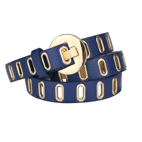 Grunge Punk dames PU leren riem met metalen gesp Verstelbaar ontwerp Stijlvol modeaccessoire voor dagelijkse outfit Rock esthetiek blauw 110 cm