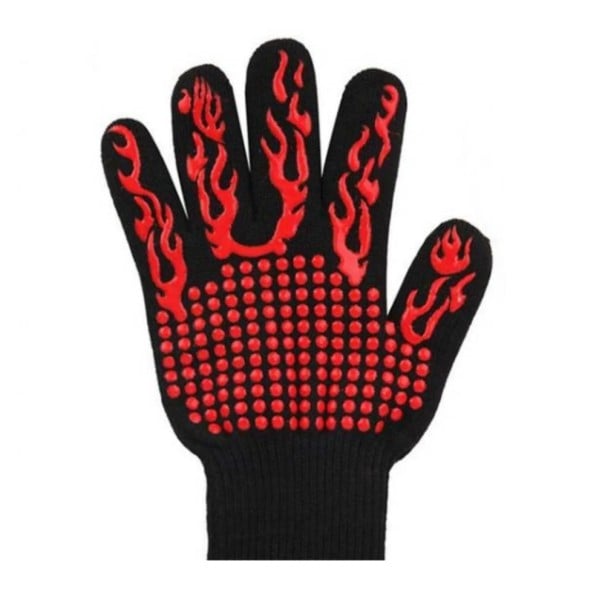 Guante de cocina ignífugo y antideslizante de 25 cm Guante protector resistente al calor para cocinar, asar, hornear y manipular rojo
