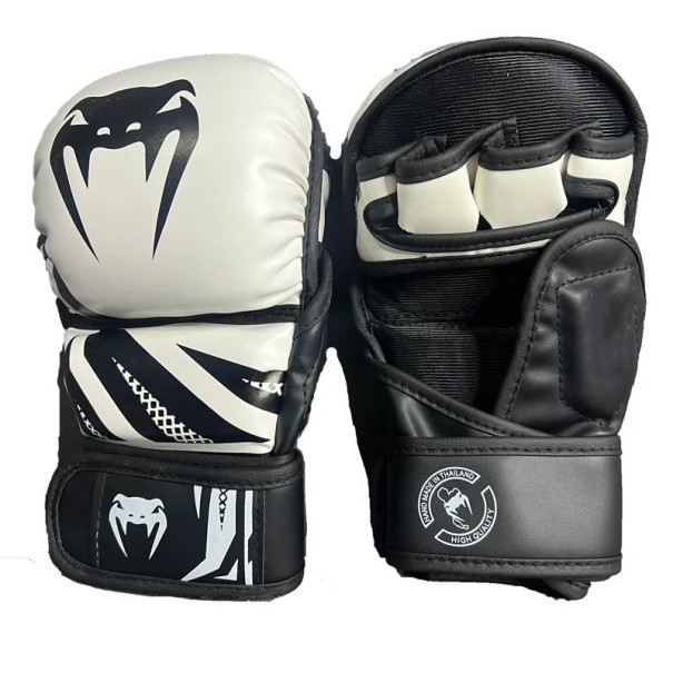 Guantes de boxeo profesionales Guantes de MMA Guantes de entrenamiento para hombres y mujeres negro y blanco S