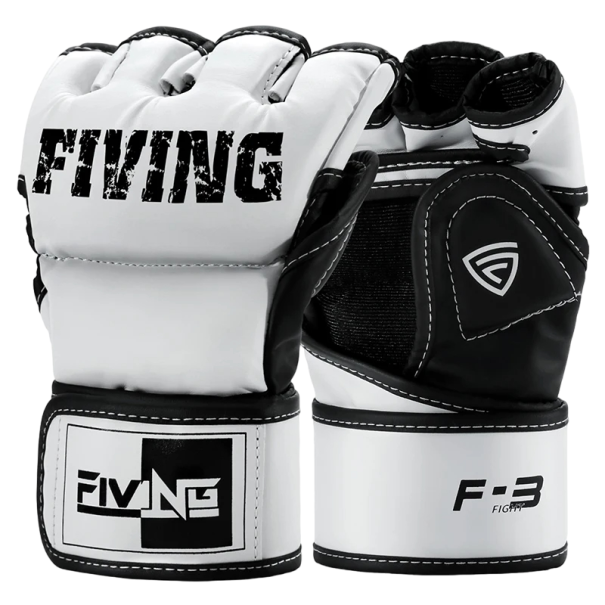 Guantes de boxeo sin dedos Guantes de MMA y Muay Thai Guantes de entrenamiento para hombres y mujeres blanco L