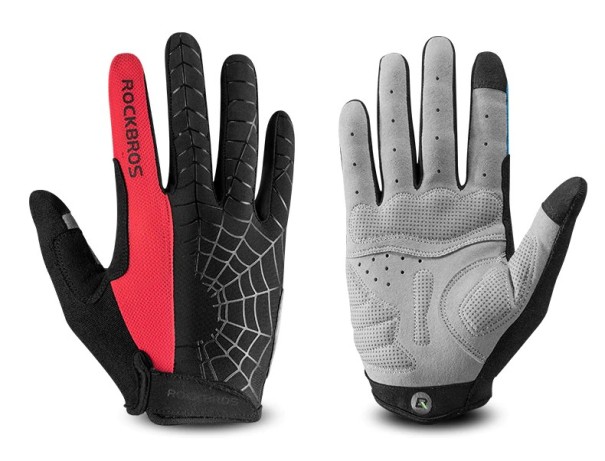 Guantes de ciclismo para hombre con estampado rojo M