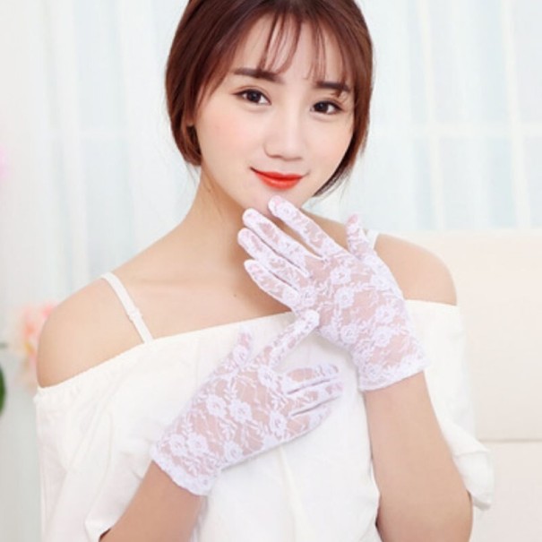 Guantes de encaje para mujer blanco