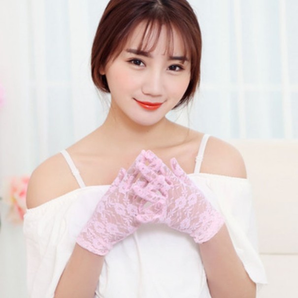 Guantes de encaje para mujer rosa