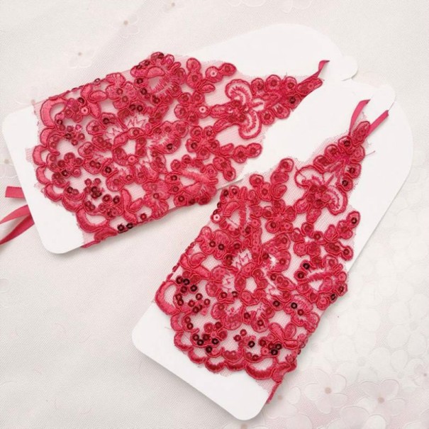 Guantes de encaje para niñas rojo