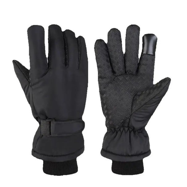Guantes de esquí para hombre táctiles Tamaño universal Guantes aislantes de poliéster PU de cuero Guantes deportivos cálidos y resistentes 1