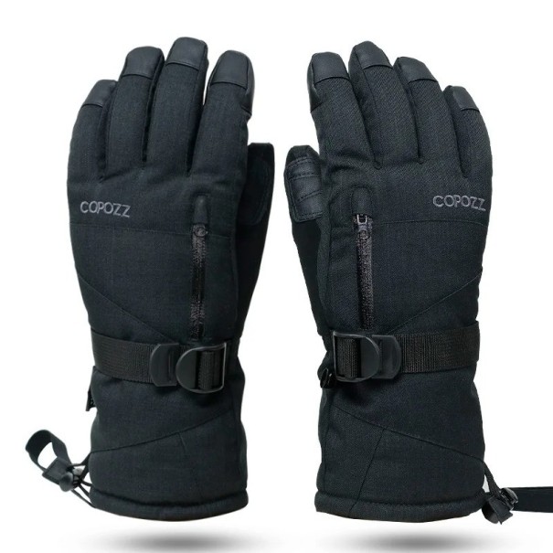 Guantes de esquí unisex impermeables con función de pantalla táctil Guantes de invierno cálidos Guantes de esquí y snowboard para hombres y mujeres negro XL