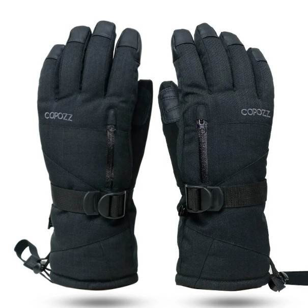 Guantes de esquí unisex impermeables con función de pantalla táctil Guantes de invierno cálidos Guantes de esquí y snowboard para hombres y mujeres negro M