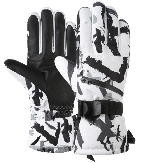 Guantes de invierno cálidos Guantes de esquí con cuero PU Guantes de nieve para hombres y mujeres Guantes de esquí y snowboard Guantes de esquí con soporte de pantalla táctil L 1