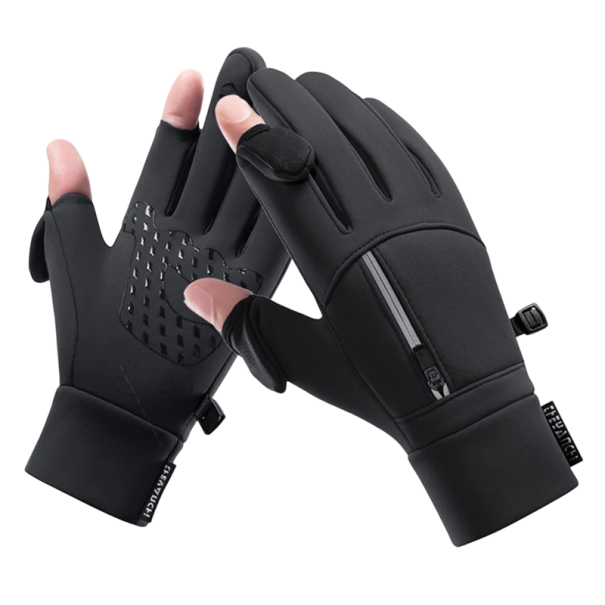 Guantes de invierno con pantalla táctil Impermeables y cortaviento guantes cálidos con antideslizante y bolsillo con cremallera Negros para hombres Poliéster M