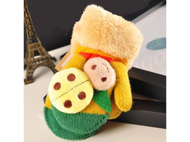 Guantes de invierno para niños con mariquita J1878 amarillo