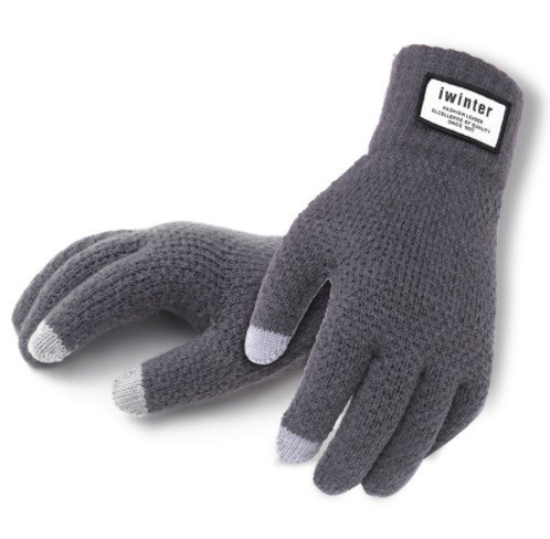 Guantes de invierno tejidos con pantalla táctil para hombre J2214 gris