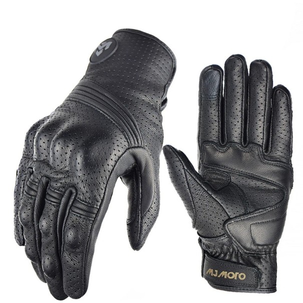 Guantes de motocicleta de cuero genuino para hombre, guantes de motocross retro de verano, transpirables, accesorios para moto XXL