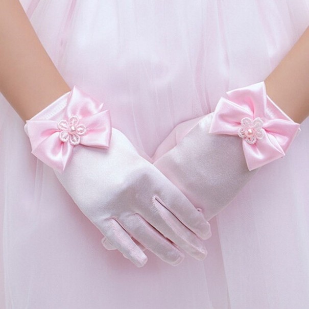 Guantes de mujer con lazo A2 rosa claro