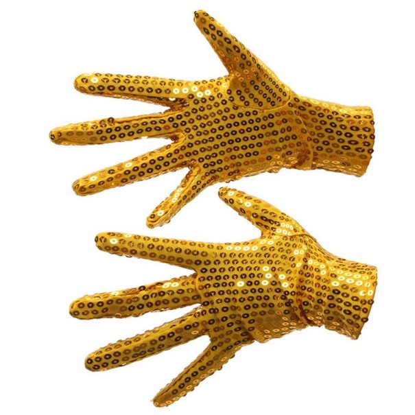 Guantes de mujer con lentejuelas dorado