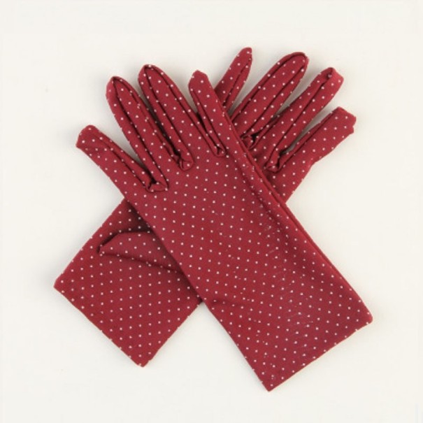 Guantes de mujer con lunares burdeos