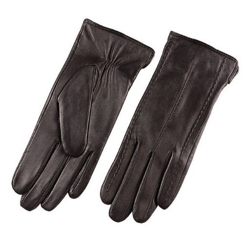 Guantes de piel auténtica para mujer J824 marrón oscuro L