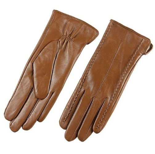 Guantes de piel auténtica para mujer J824 marrón S
