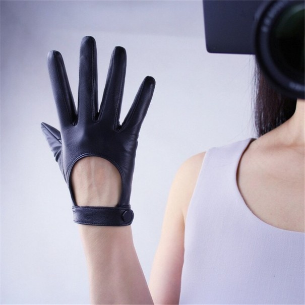 Guantes de piel para mujer A1 negro S