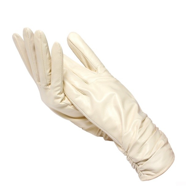 Guantes de piel para mujer beige S