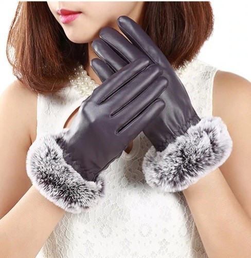 Guantes de piel para mujer J1726 púrpura