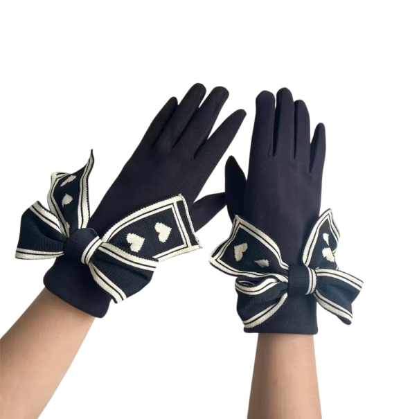 Guantes de punto para mujer con lazo tamaño universal Guantes de invierno táctiles de poliéster y elastano complemento elegante 2
