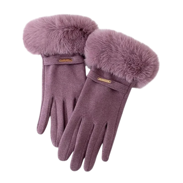 Guantes de punto táctiles para mujer, tamaño universal, guantes de invierno cálidos de algodón y poliéster para uso diario morado