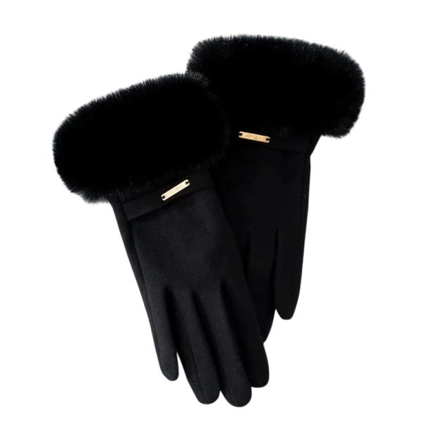 Guantes de punto táctiles para mujer, tamaño universal, guantes de invierno cálidos de algodón y poliéster para uso diario negro