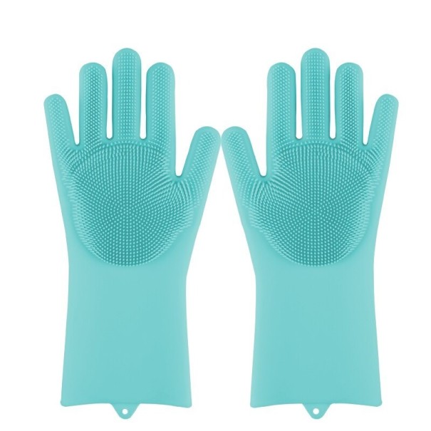 Guantes de silicona para lavar platos turquesa