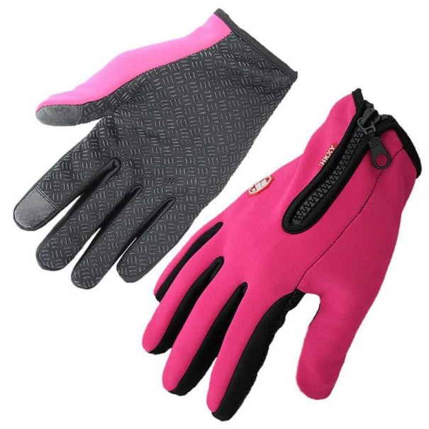Guantes elegantes con cremallera J2287 rosa L
