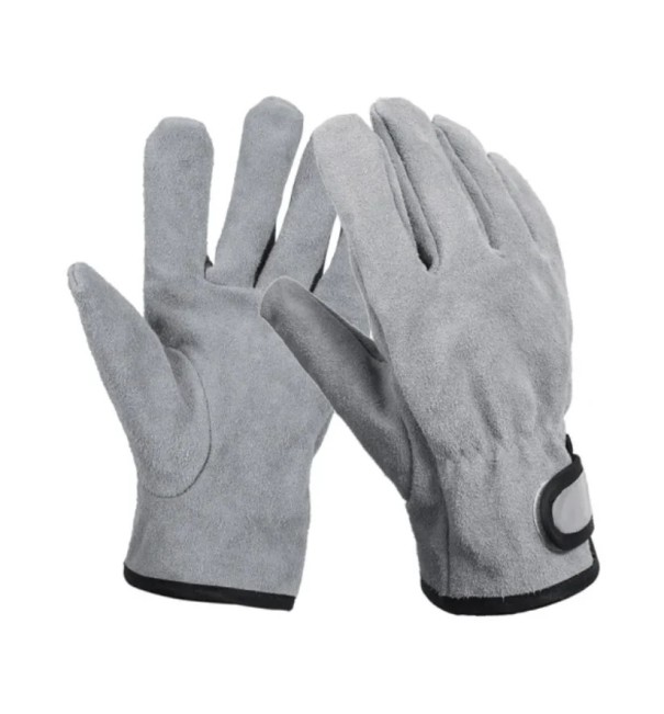 Guantes ignífugos resistentes al calor 24,5 x 12 cm Guantes de protección de cuero para asar, cocinar y manipular utensilios calientes gris