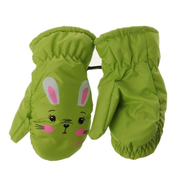 Guantes infantiles con conejito verde