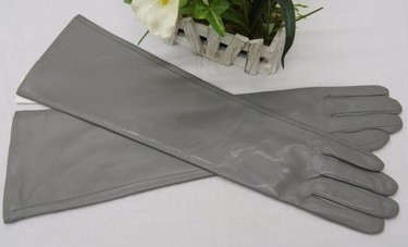 Guantes largos de piel para mujer J3192 gris XS