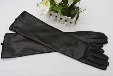 Guantes largos de piel para mujer J3192 negro XS