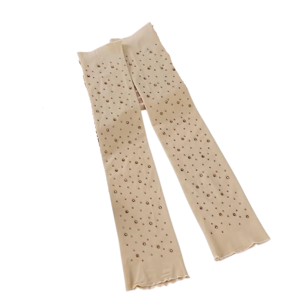 Guantes largos sin dedos para mujer con brillantes de poliéster transpirables color negro para ocasiones sociales y nocturnas beige