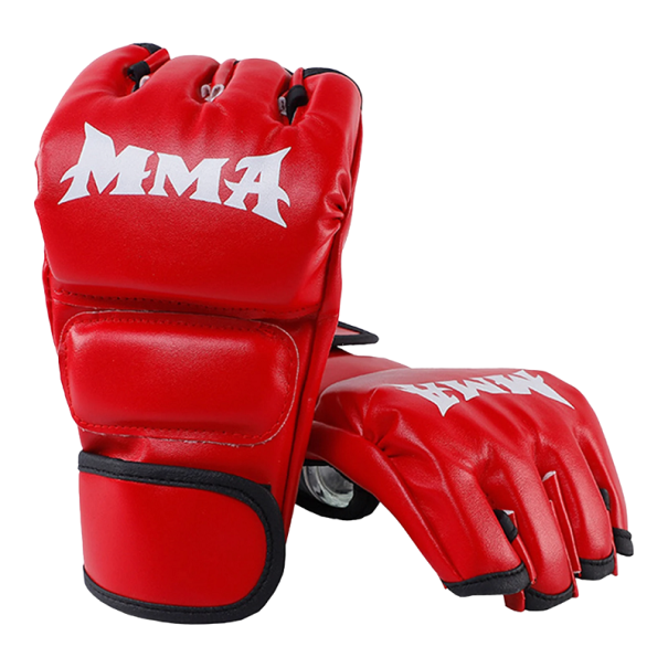 Guantes MMA sin dedos Guantes de saco de boxeo Adecuados para hombres y mujeres 24 x 13 x 5 cm rojo
