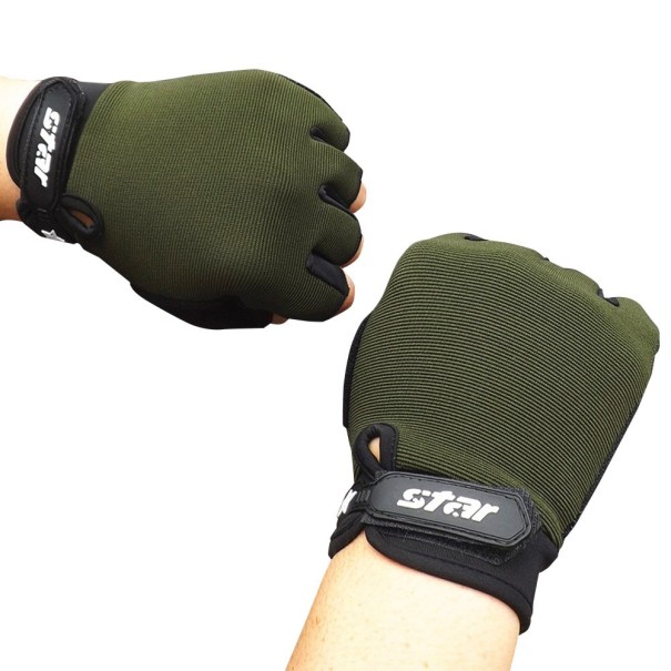 Guantes sin dedos estilo militar para hombre J2636 verde militar L