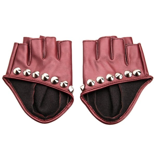 Guantes sin dedos para mujer con tachuelas cobre