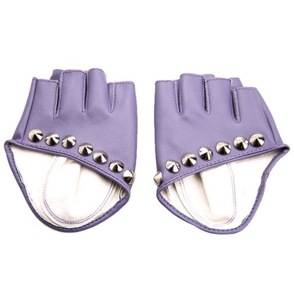 Guantes sin dedos para mujer con tachuelas lavanda